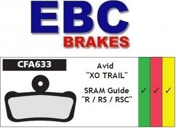 EBC Polska Sp. Z O.O Klocki hamulcowe rowerowe EBC (organiczne wyczynowe) AVID XO TRAIL, SRAM GUIDE R, RS, RSC uniwersalny