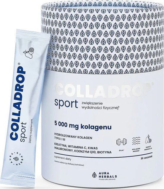 Aura Herbals Aura Herbals Colladrop Sport, kolagen morski 5000 mg - 30 saszetek