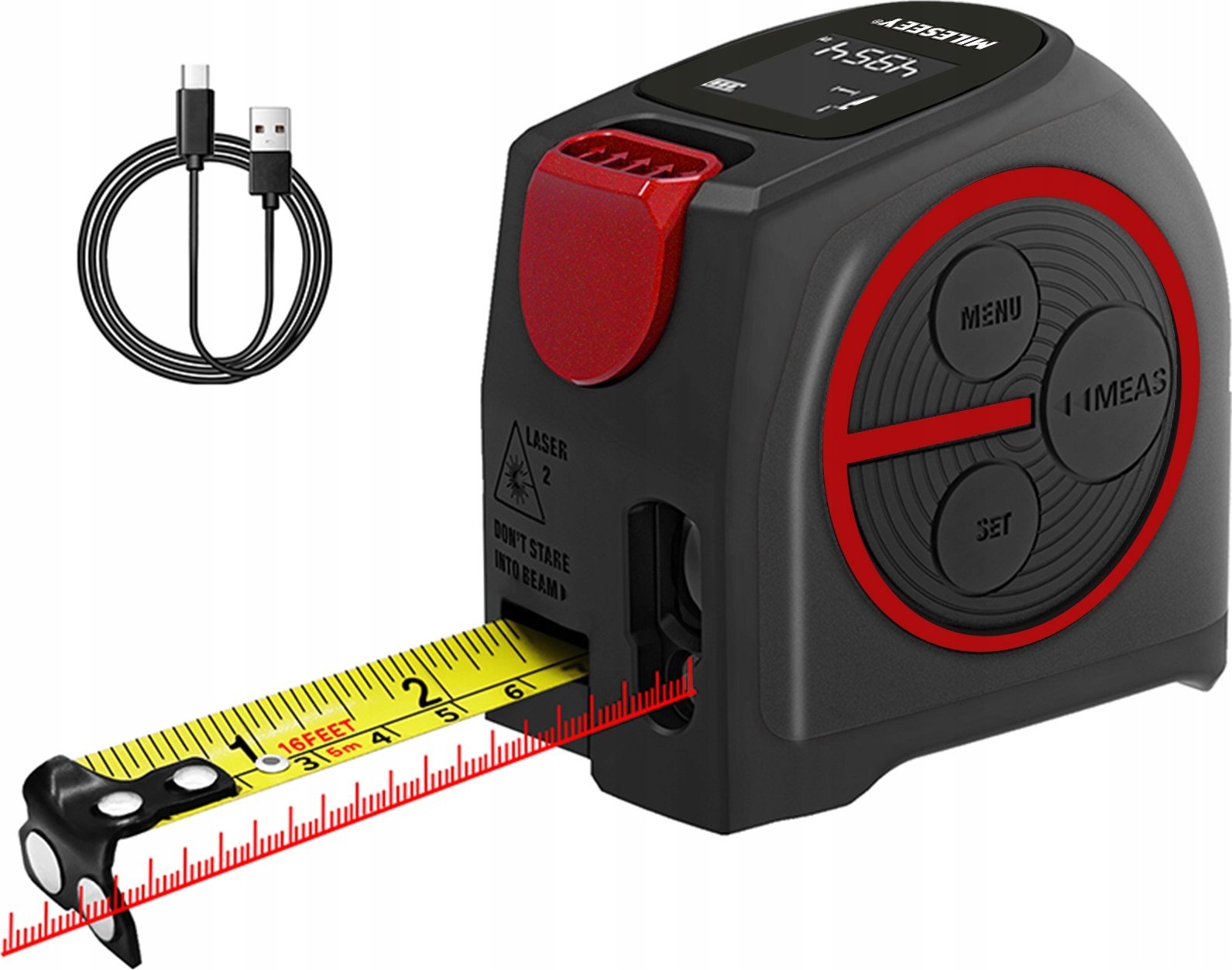 DALMIERZ CYFROWY 40m LASEROWY MIERNIK ODLEGŁOŚCI TAŚMA MIERNICZA 5m USB-C