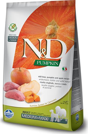 Farmina N&D Pumpkin Grain Free canine BOAR AND APPLE ADULT MEDIUM & MAXI 12 kg + Advantix - dla psów 25-40kg (pipeta 4ml)