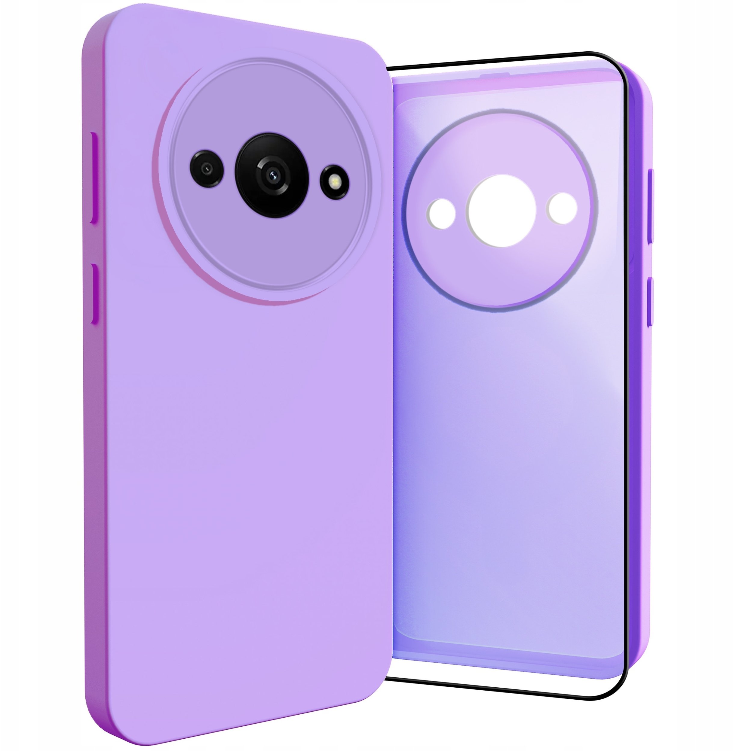 Etui do Xiaomi Redmi A3 (Osłona Kamery, Fioletowe, Ochronne, Case) Szkło