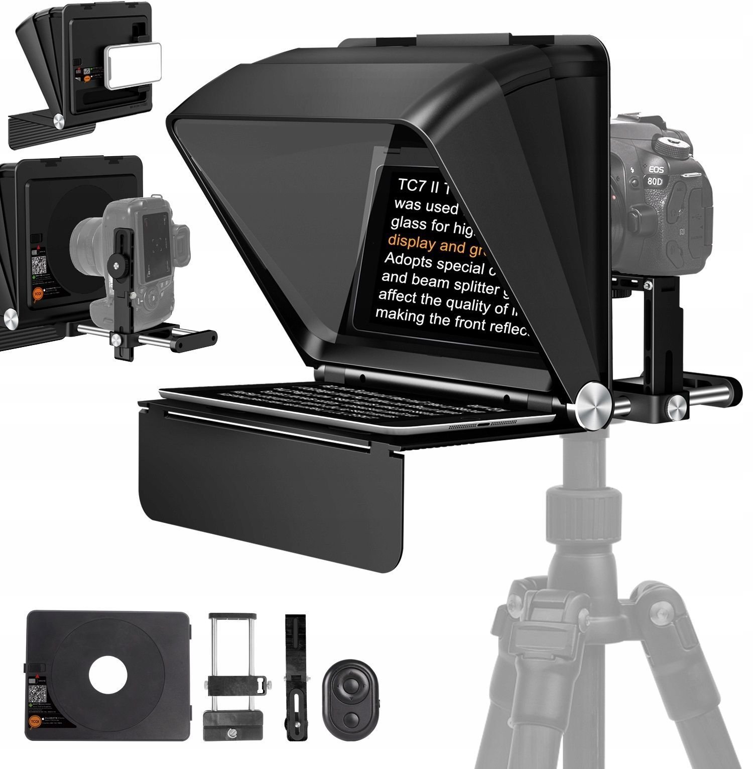 Prompter Teleprompter Monitor Podglądowy Vlog 2w1 Do Aparatu Dslr Telefonu / Tc7 Ii Ultimate Kit