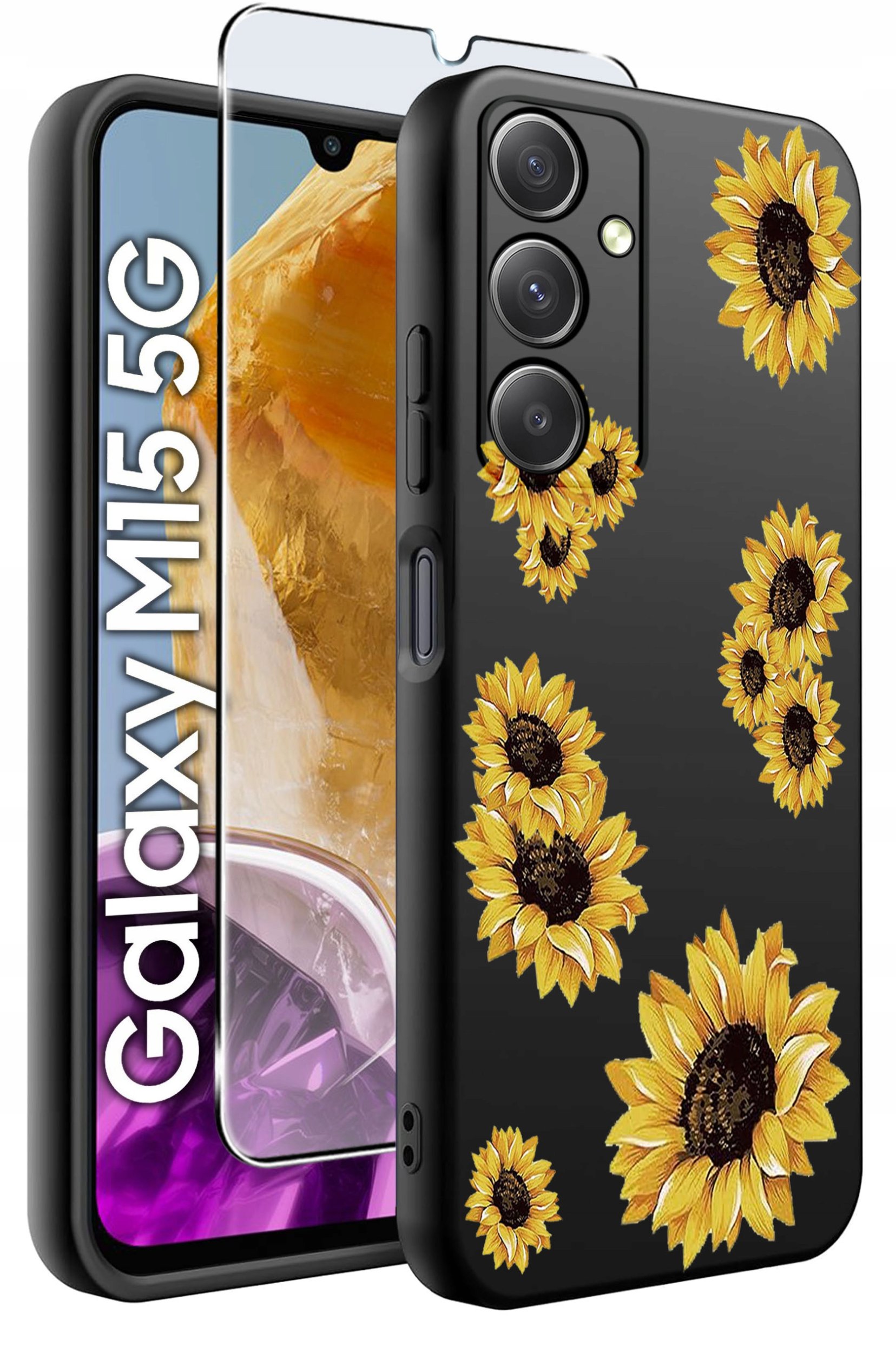 ETUI do Samsung M15 5G WZORY | SILIKONOWE MATT CASE + SZKŁO HARTOWANE 9H