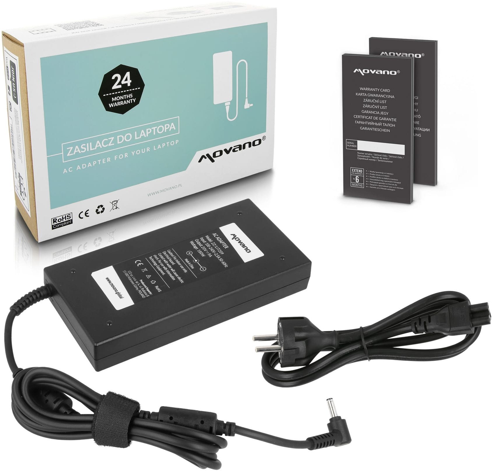 Zasilacz Movano 20v 9a (4.5x3.0) 180W do MSI