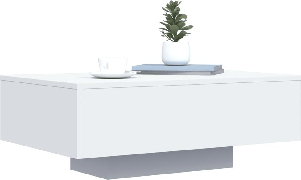 vidaXL Stolik kawowy z oświetleniem LED, biały, 85x55x31 cm
