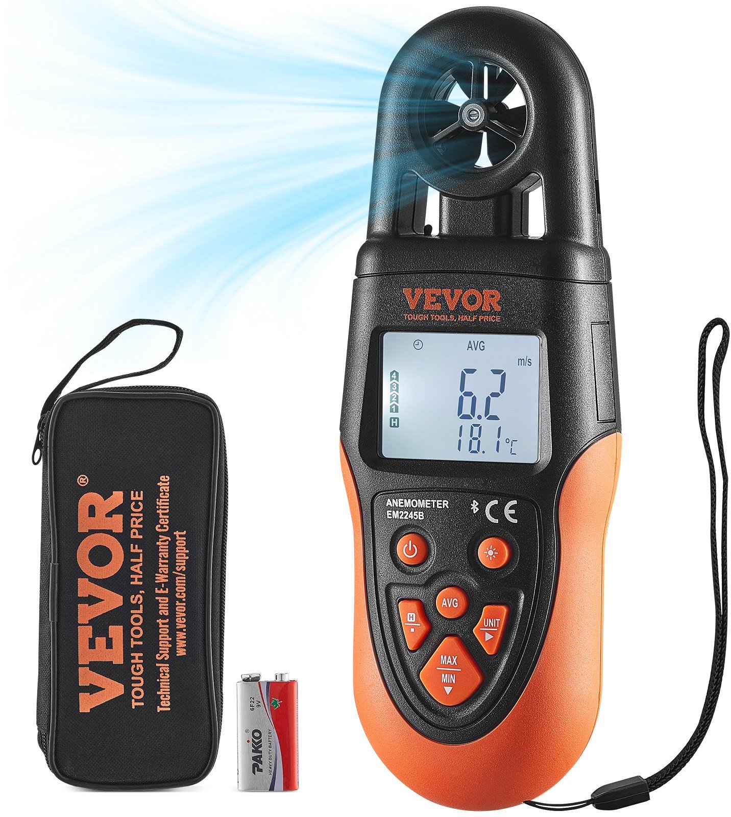 Anemometr miernik wiatru Bluetooth do 125 km