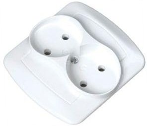Kontakt-Simon Gniazdo podwójne AKORD b/u 16A IP20 białe - AG2/11