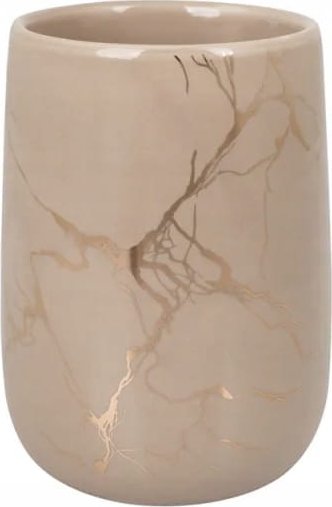 AWD Interior Kubek łazienkowy na szczoteczki 10,5x7,7 cm złoty marmurkowy kamionka