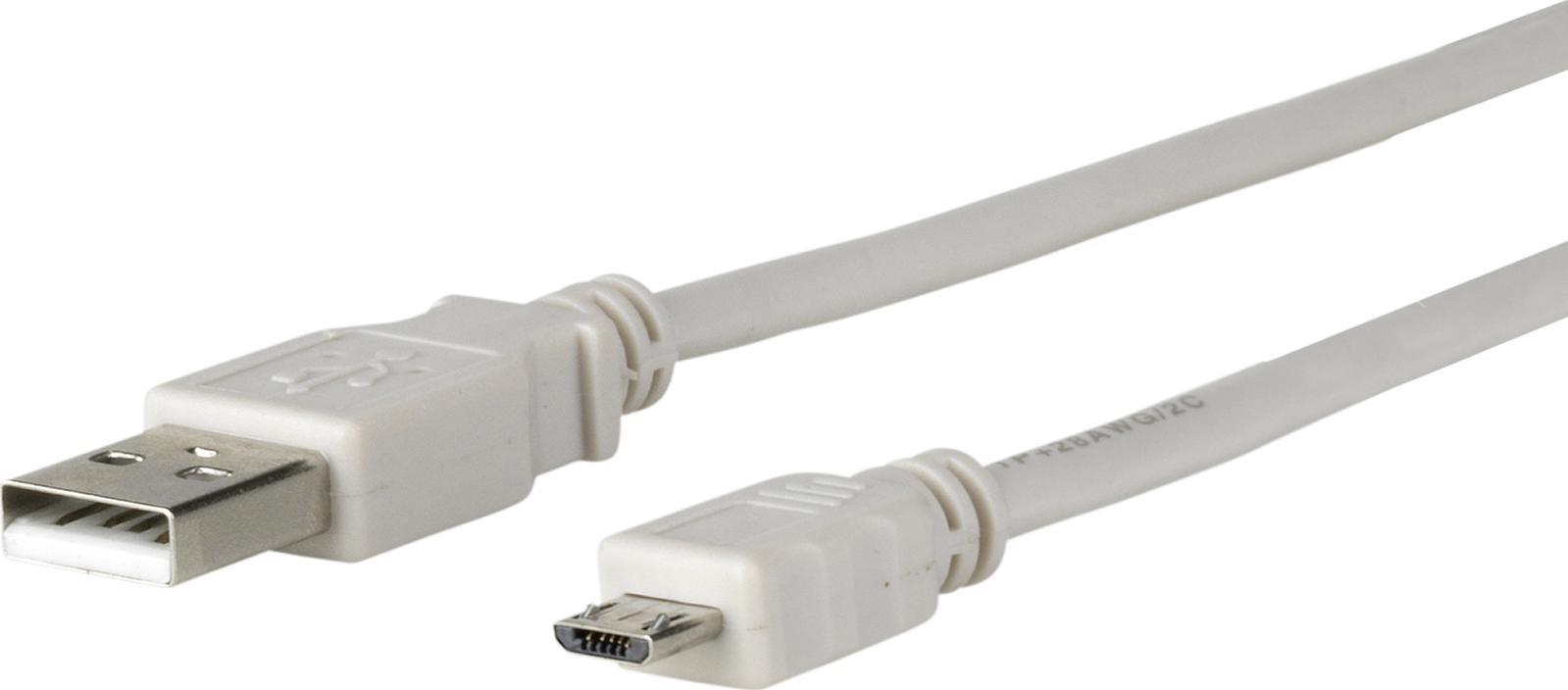 Kabel USB MicroConnect microUSB - USB-A 5 m Szary (USBABMICRO5G)