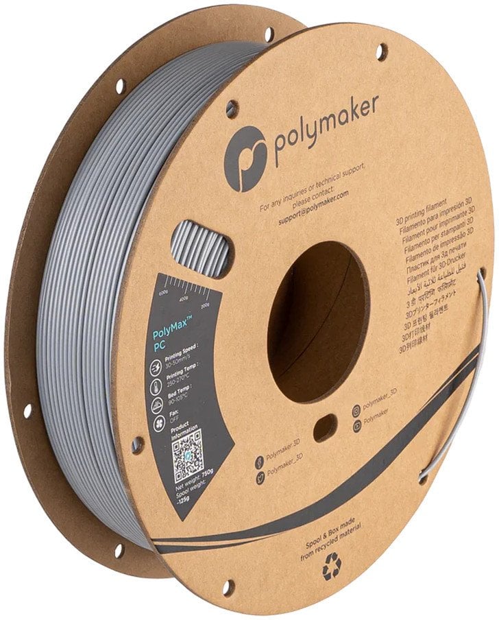 Filament Polymaker PolyMax PC 1,75mm 0,75kg - Grey}