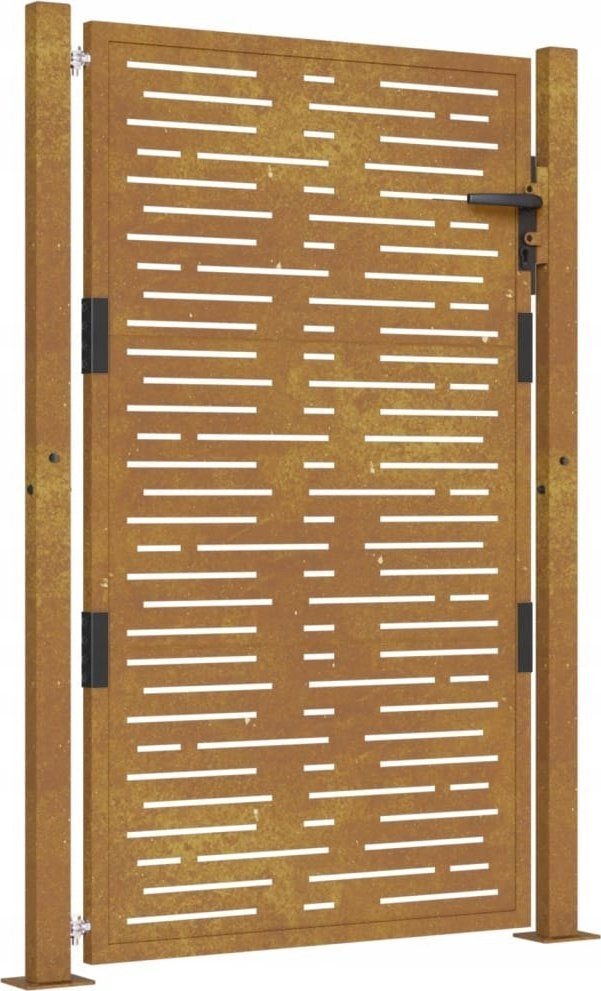 vidaXL Furtka ogrodowa, 105x155 cm, stal kortenowska, motyw prostokąty