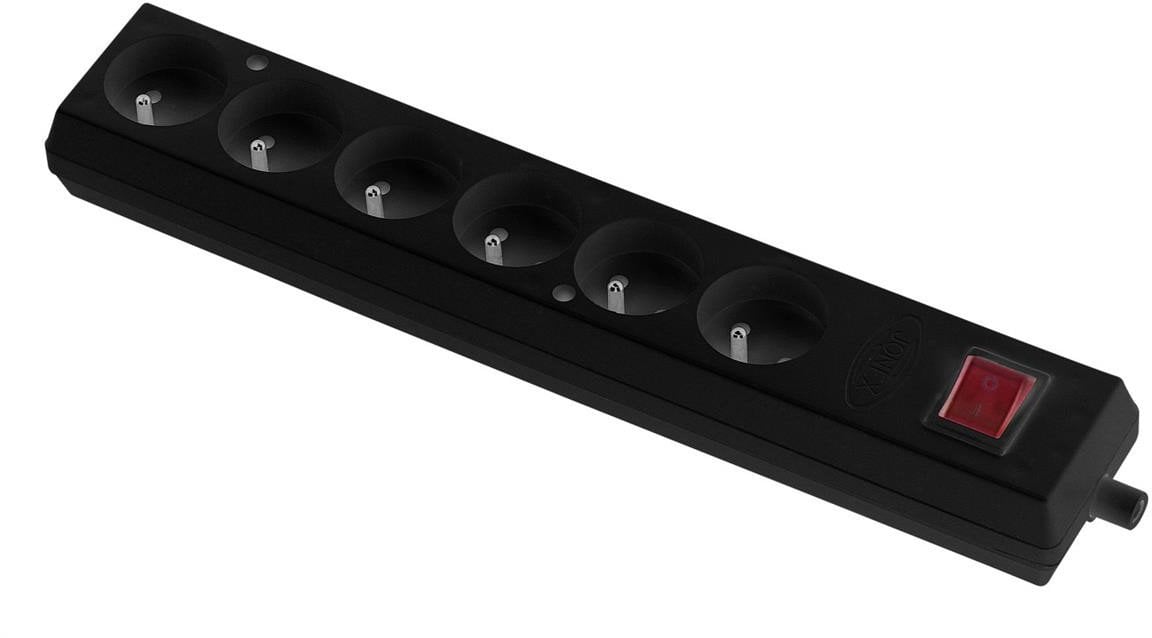 Gniazdo przenośne sześciokrotne 16A 2P+Z 250V z wyłącznikiem czarne GN-670WS