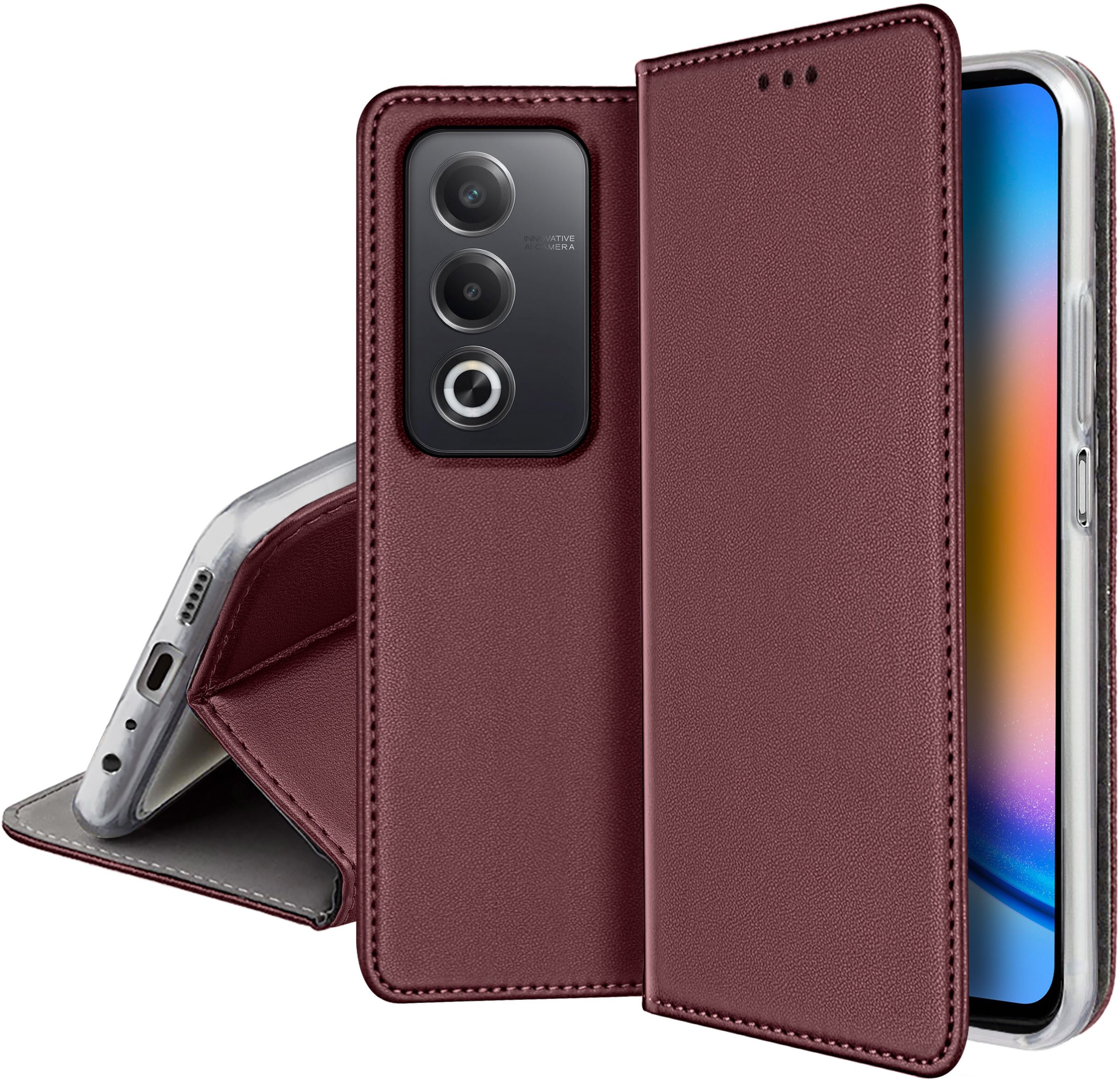 ETUI SKÓRZANE do Oppo A80 5G MAGNETYCZNE BOOK CASE TOKRA SZKŁO 9H