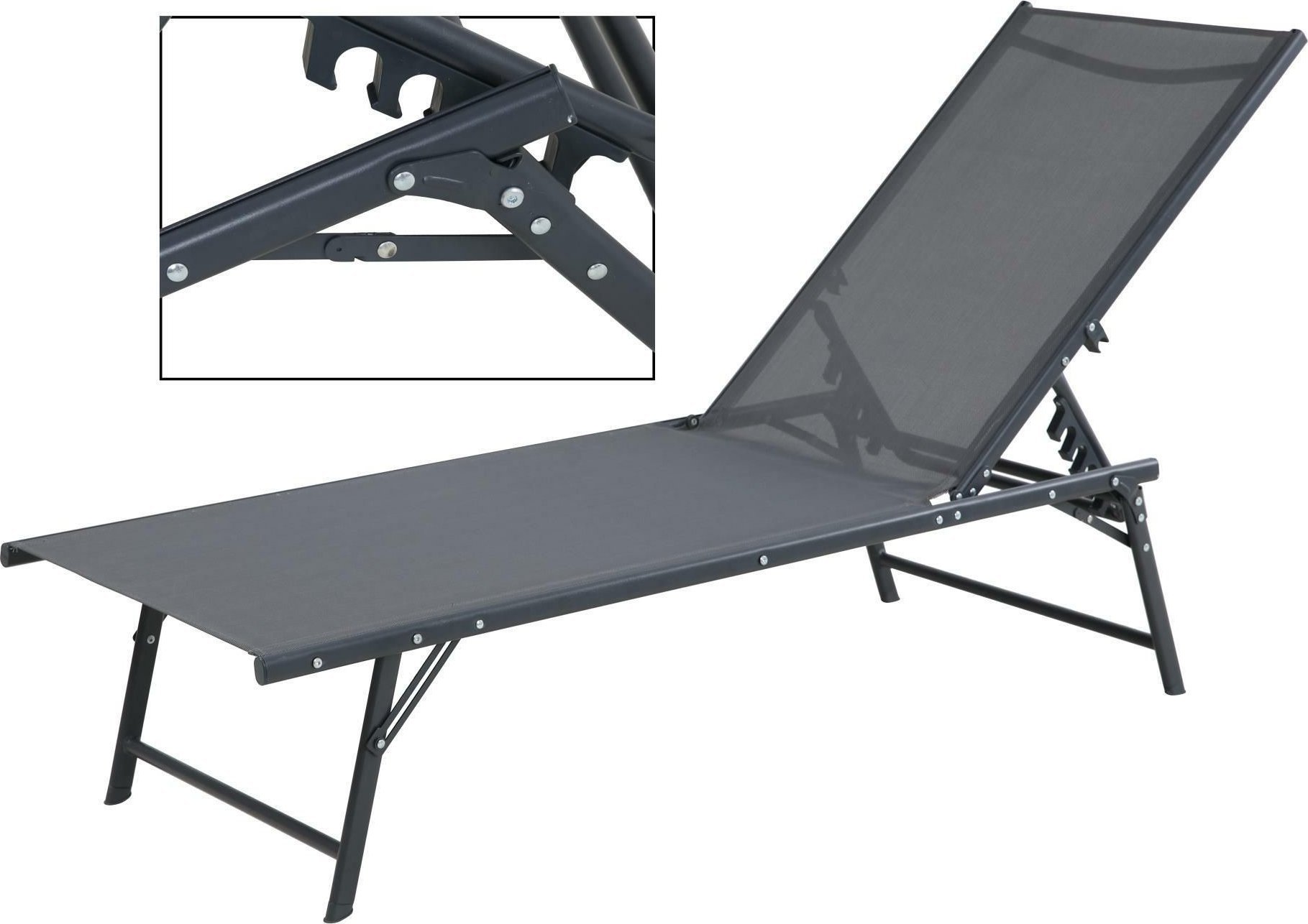 kontrast Składany Leżak ogrodowy mocny 5-pozycyjny mechanizm SANYA c. szary