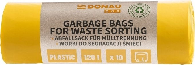 Donau Worki na śmieci ECO, do segregacji plastiku, 120l, 10 szt., żółte