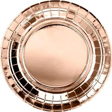 Party Deco Talerzyki papierowe, różowe złoto, 18 cm, 6 szt. uniwersalny