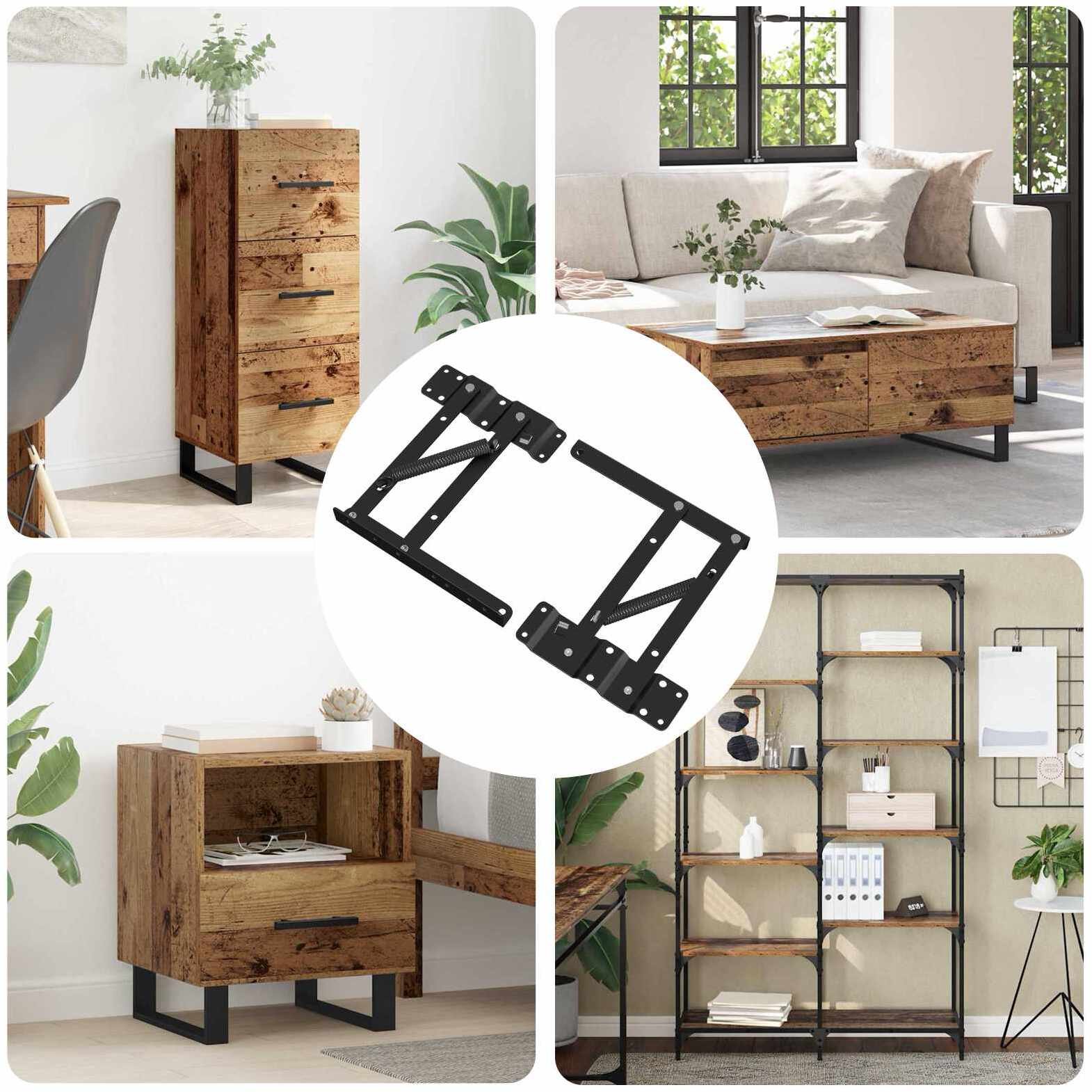 vidaXL Mechanizm podnoszenia łóżka 12 pcs Czarny 34 x 9.5 x 4 mm