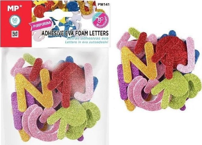 Naklejki z pianki literki brokat 50mm