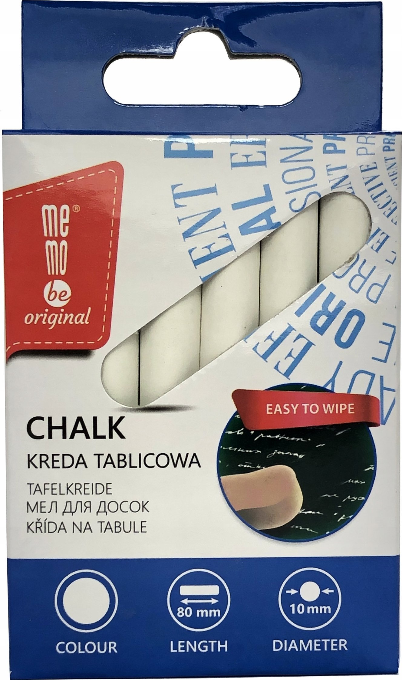 MemoBe Kreda tablicowa biała 12szt MemoBe