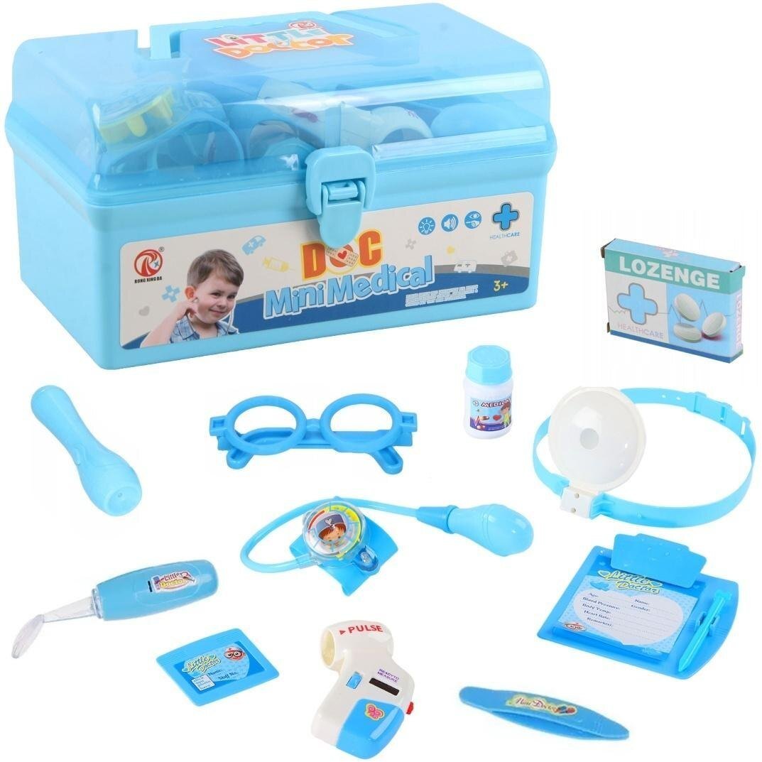 Zestaw lekarski ze światłem w kuferku