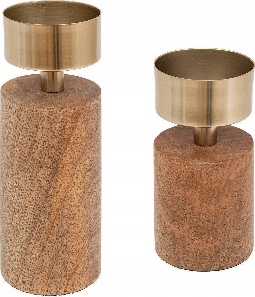 Atmosphera Świeczniki na jedną świecę z drewna mango, 2 sztuki