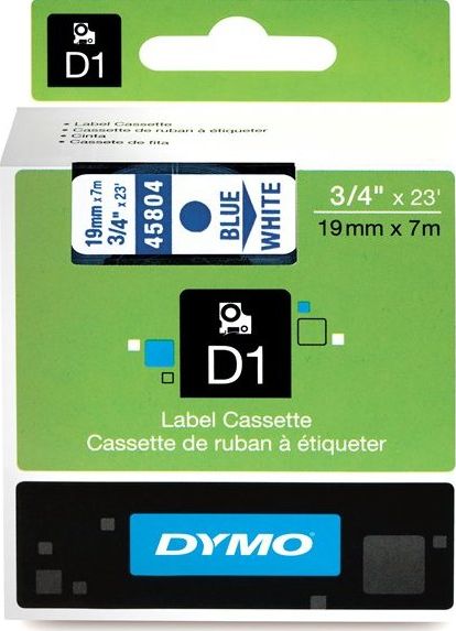 Dymo TAŚMA DYMO D1 DO DRUKAREK NIEBIESKI TEKST NA BIAŁYM TLE 19 MM X 7 M