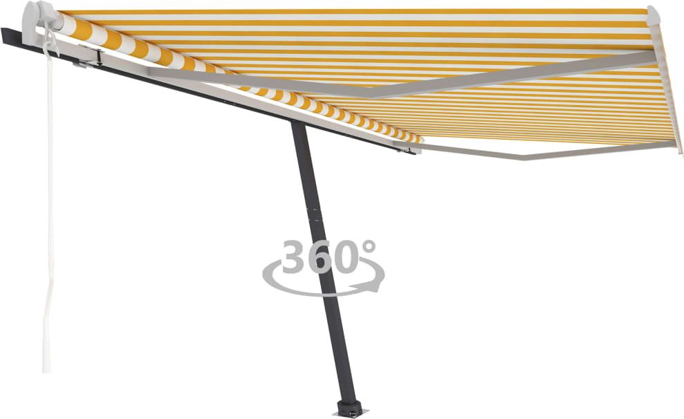 vidaXL Wolnostojąca, automatyczna markiza, 400x300 cm, żółto-biała