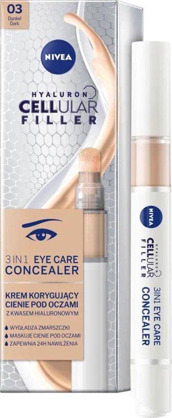 Nivea _Hyaluron Cellular Filler 3In1 Eye Care Concealer krem korygujący cienie pod oczami 03 Dark 4ml