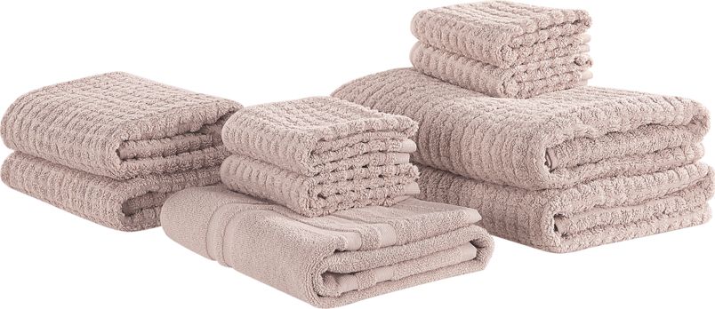 Beliani Komplet 9 ręczników bawełniany różowy ATAI