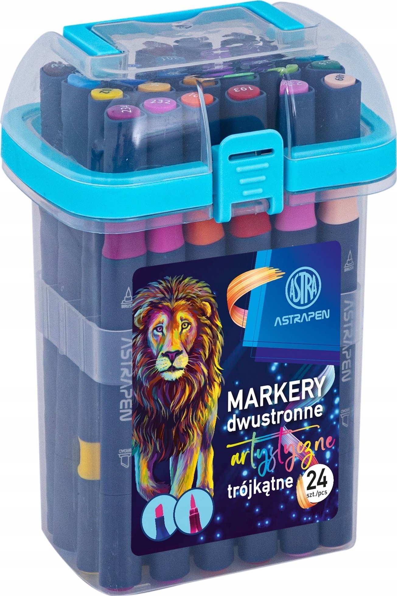 Markery trójkątne dwustronne 24 kol ASTRA