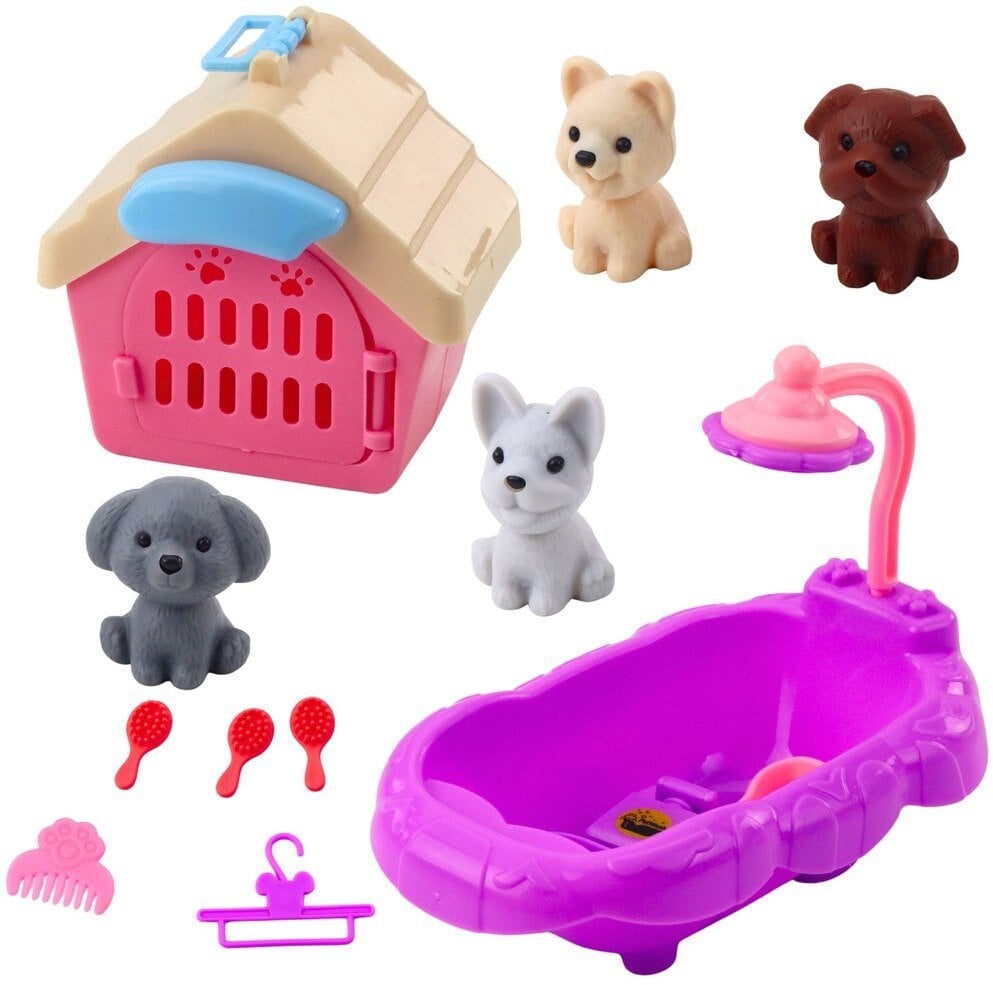 Zestaw Pielęgnacyjny Dla Zwierząt Wanna Buda Akcesoria Pieski 4 szt.