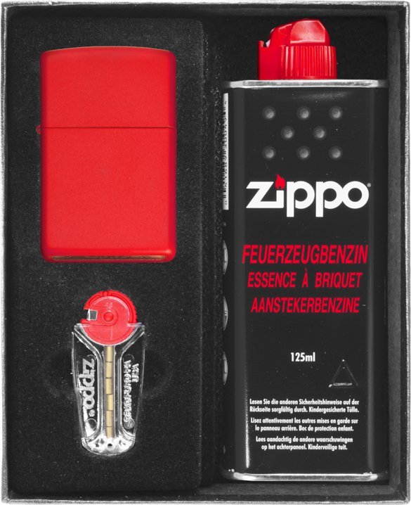 Zestaw ZIPPO Zapalniczka RED MATTE Prezentowy No1