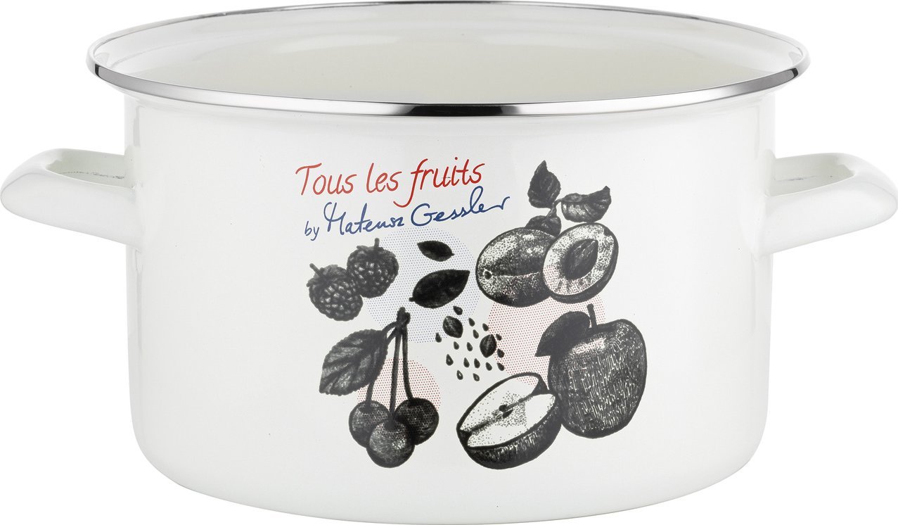 Emalia Pleszew Garnek emaliowany Emalia Polska Pleszew Fruits by Mateusz Gessler 22 cm 4,8 l