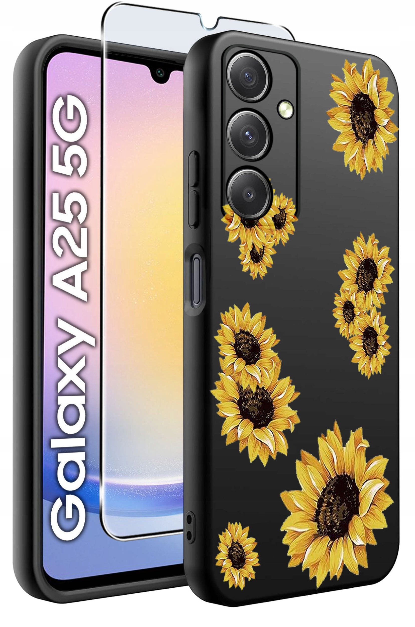 ETUI do Samsung A25 5G WZORY | SILIKONOWE MATT CASE + SZKŁO HARTOWANE 9H