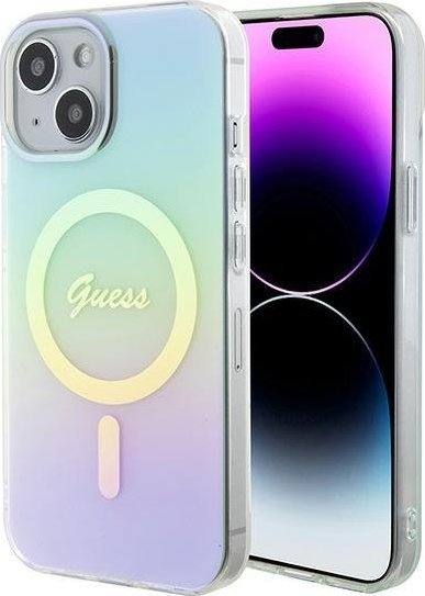 Guess Guess GUHMP15SHITSQ iPhone 15 6.1" turkusowy/turquoise hardcase IML Iridescent MagSafe