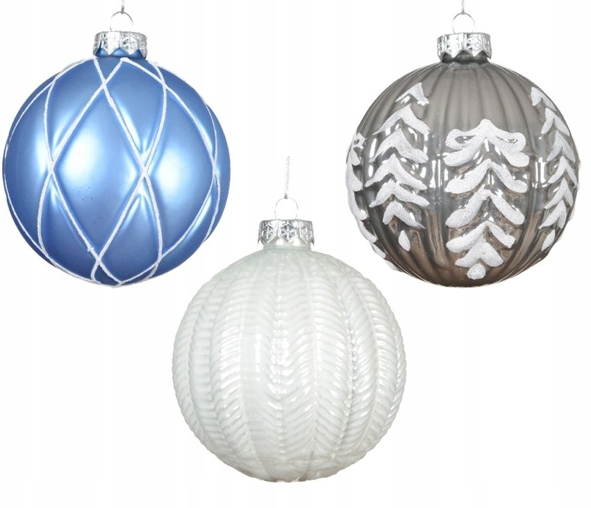 Bombka choinkowa szklana dekorowana okrągła duża 10cm 1szt