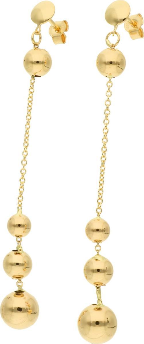 Rosanto Długie złote kolczyki z wiszącymi kulkami 585 14k