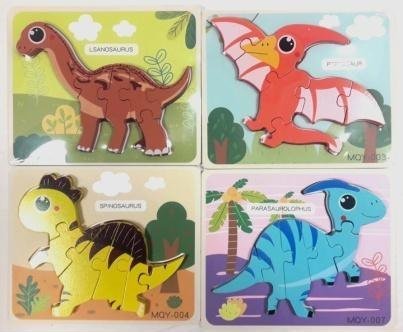 Puzzle drewniane dinozaury