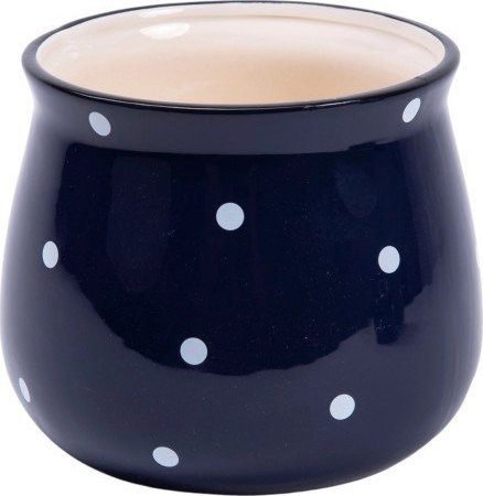 Polnix Osłonka ceramiczna retro granatowa w kropki 13 cm