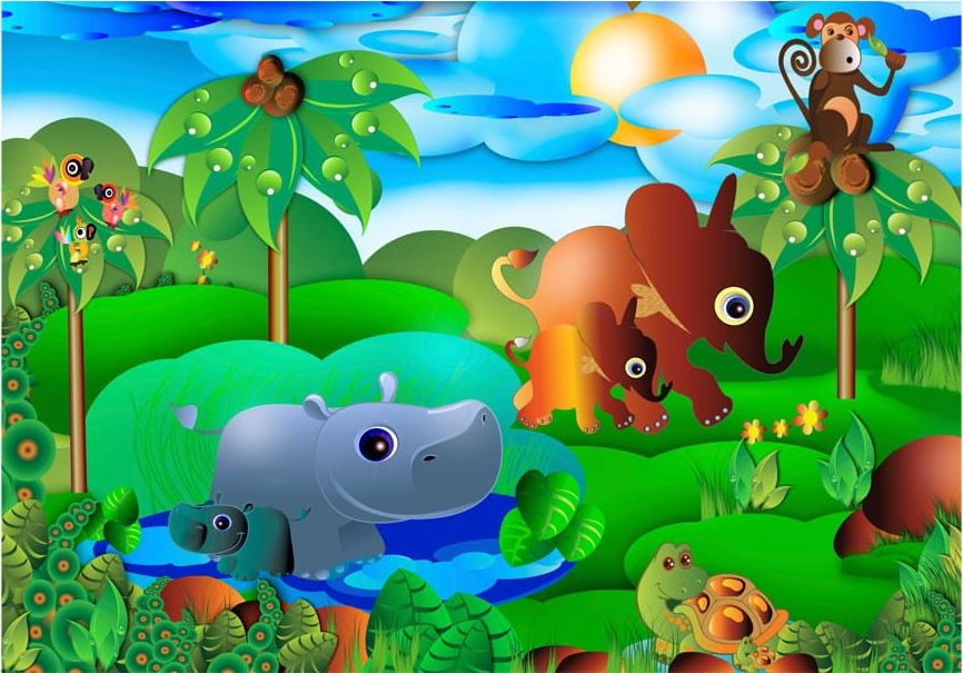 DecoNest Fototapeta - Zwierzęce rodziny - 200X140