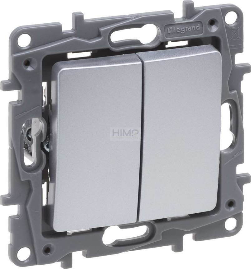 Legrand Niloe Selection Łącznik schodowy podwójny 10AX aluminium 762102