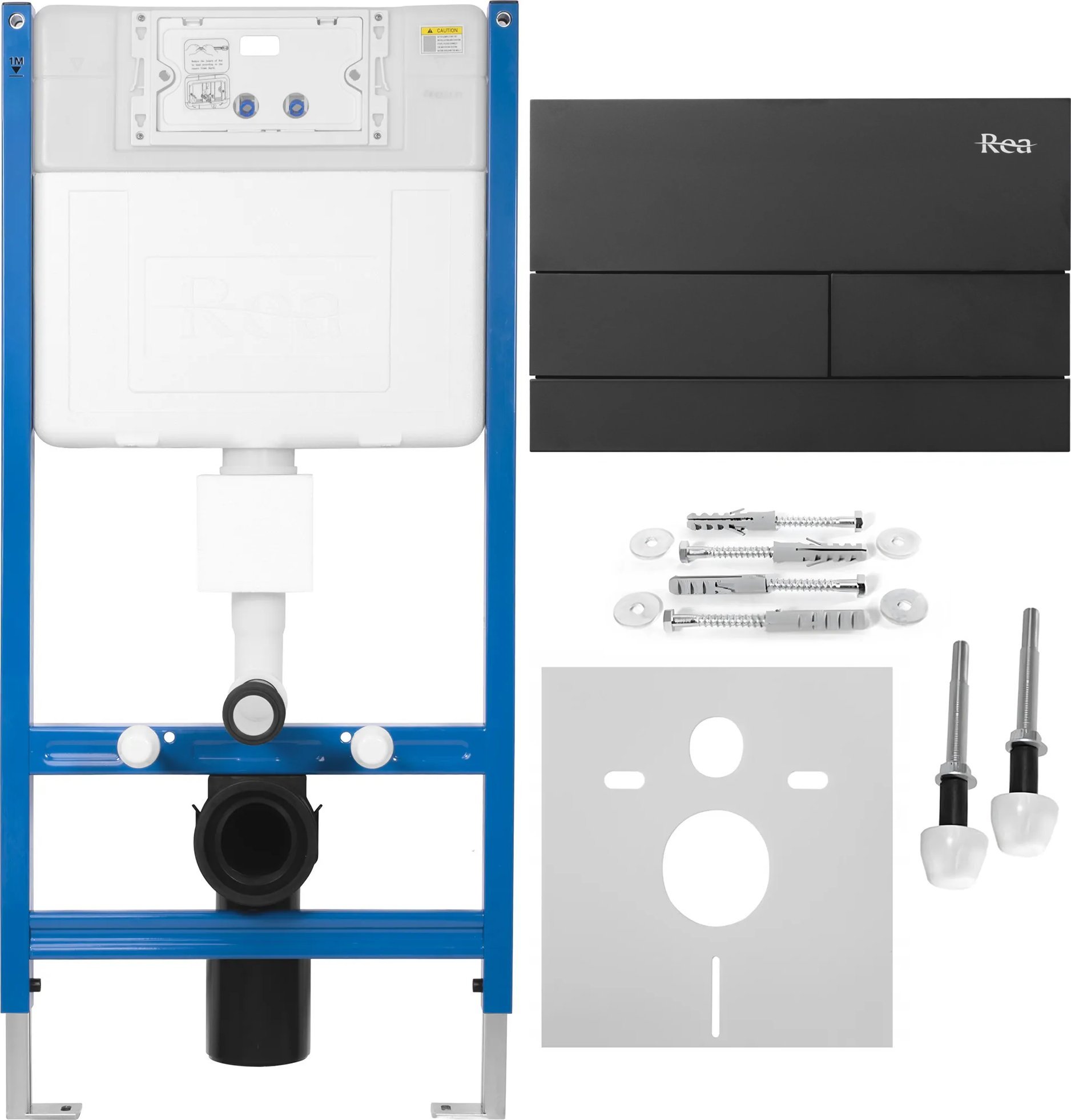 Stelaż zestaw podtynkowy do mis WC z przyciskiem T Czarny Mat