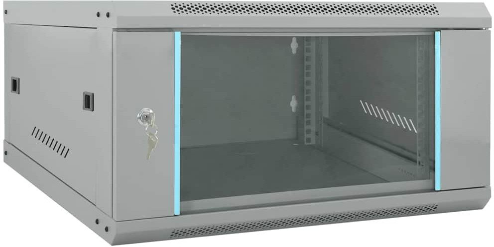 vidaXL Szafa sieciowa z przechowywaniem Szary 60 x 60 x 35 cm Stal