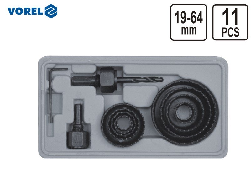 Vorel Wycinarka do otworów w drewnie 19-64mm 11 części (22570)