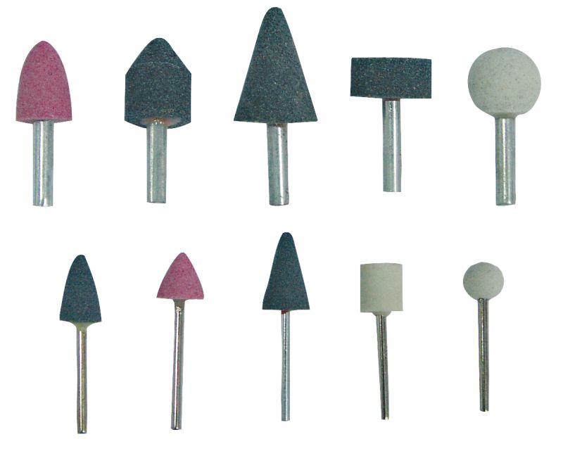 Mega Kamienie szlifierskie trzpień 3 i 6mm zestaw 10el. (44910)
