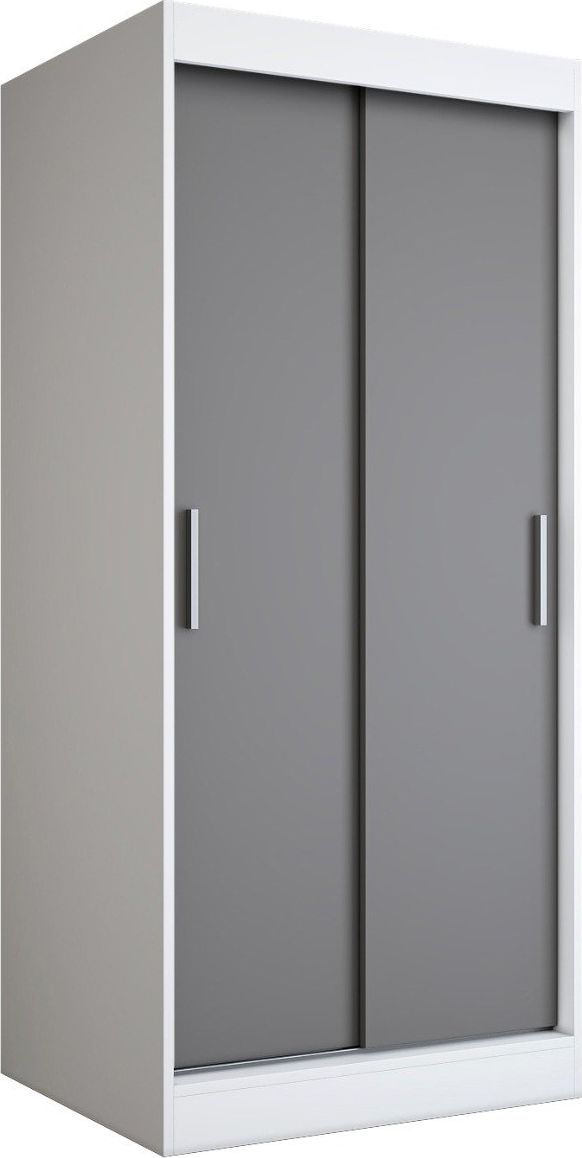 MKPOL Szafa przesuwna MODUO COMFORT 90 biała mat/antracyt gładka