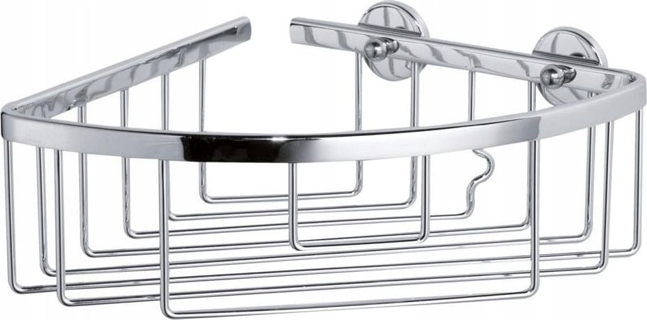 tesa ALUXX corner shower basket, aluminium, chrome-plated, guaranteed rust-free, including adhesive solution, 207 mm x