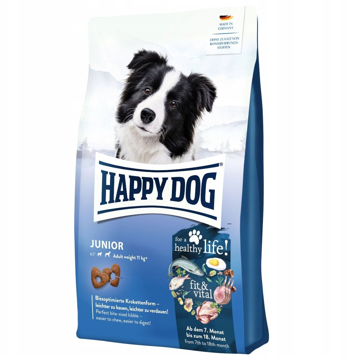 Happy Dog Fit&Vital Junior, sucha karma, dla szczeniąt, 7-18 miesięcy, 1 kg