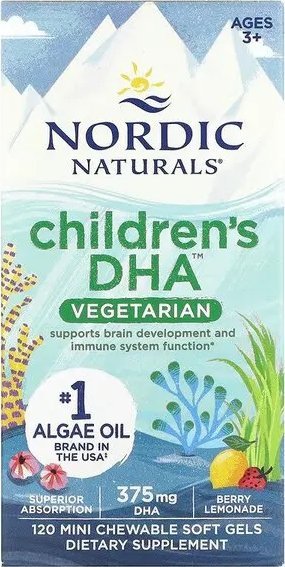 Nordic naturals Nordic Naturals - Children's DHA Vegetarian, 375mg Berry Lemonade, 120 żelek