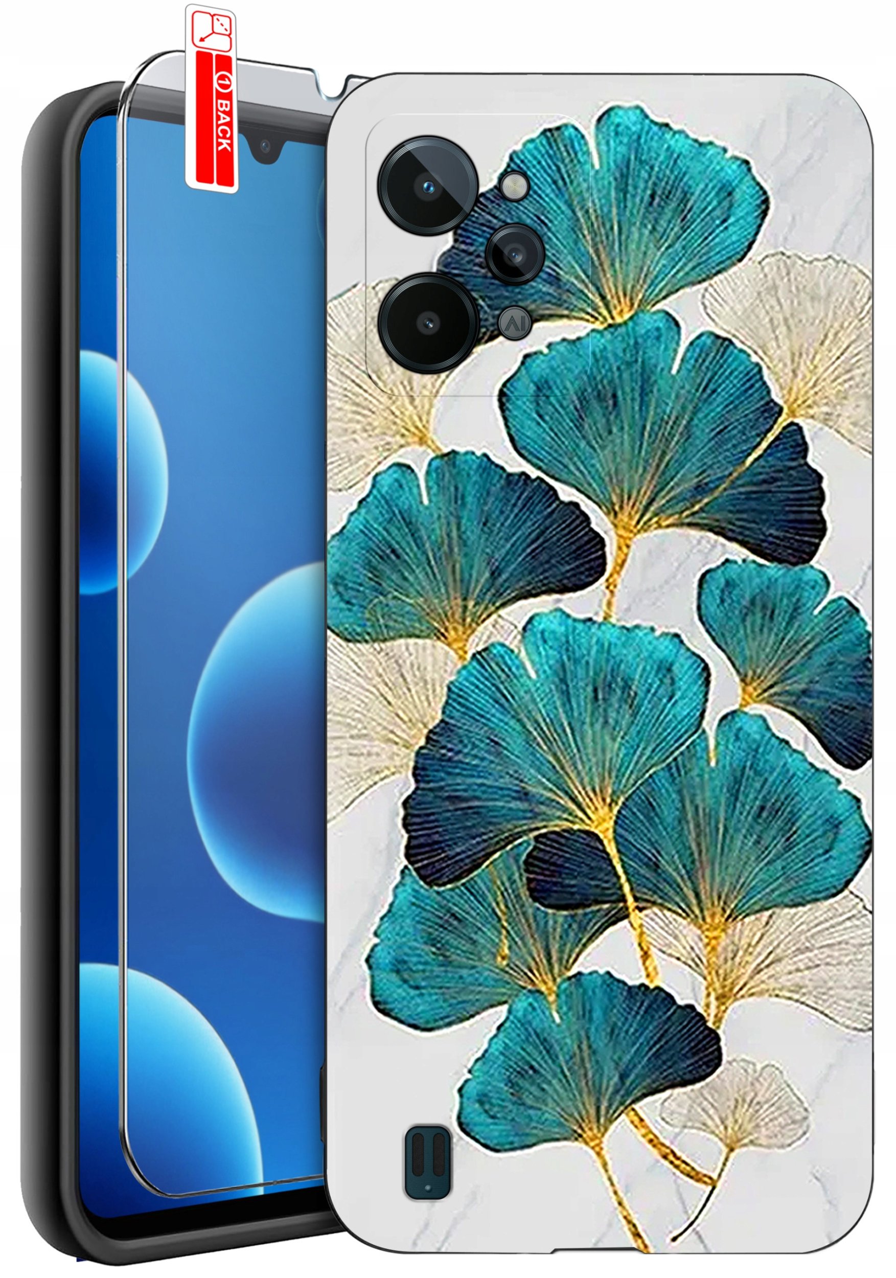 ETUI do Realme C31| WZORY | SILIKONOWE MATT CASE + SZKŁO 9H